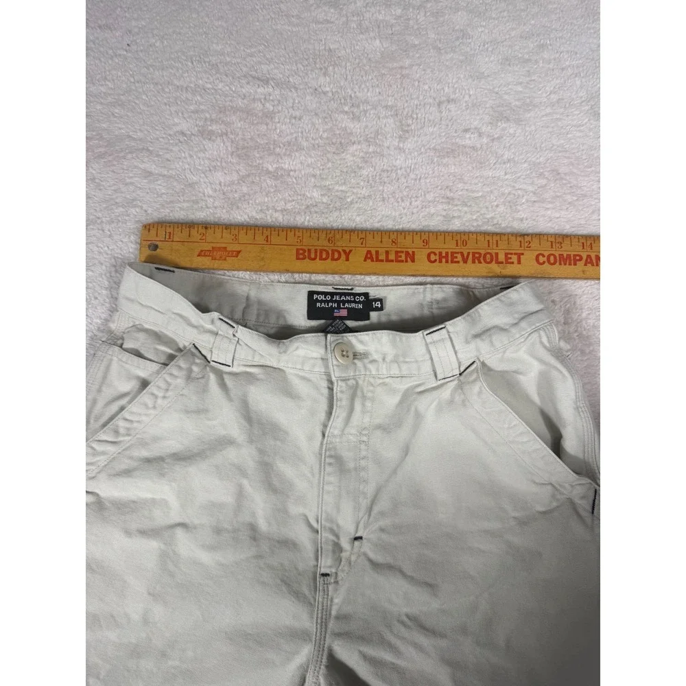 Polo Jeans Co Ralph Lauren Carpenter Shorts Boys 14 Beige Good Utility Workwear